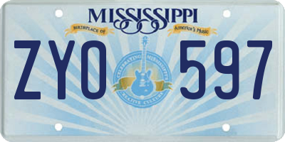 MS license plate ZYO597