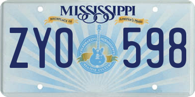 MS license plate ZYO598