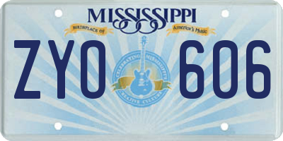 MS license plate ZYO606