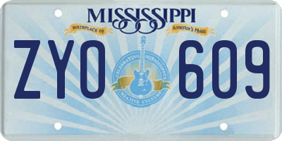 MS license plate ZYO609