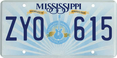 MS license plate ZYO615