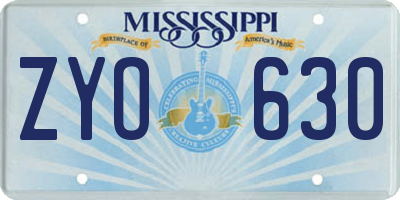 MS license plate ZYO630