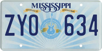 MS license plate ZYO634