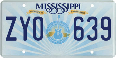 MS license plate ZYO639