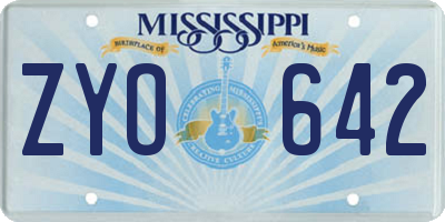 MS license plate ZYO642