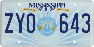 MS license plate ZYO643