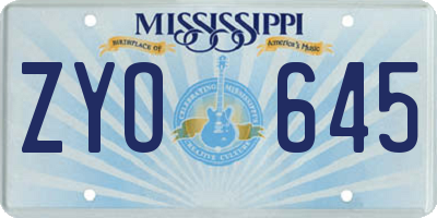 MS license plate ZYO645