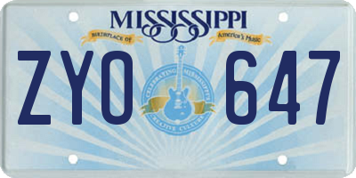 MS license plate ZYO647