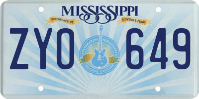 MS license plate ZYO649