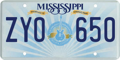 MS license plate ZYO650