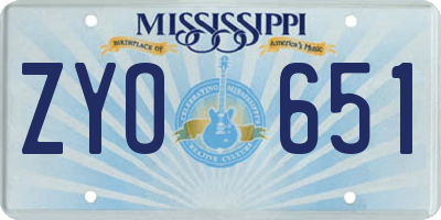 MS license plate ZYO651