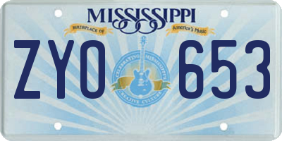 MS license plate ZYO653
