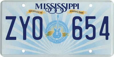 MS license plate ZYO654