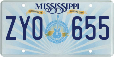 MS license plate ZYO655