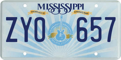 MS license plate ZYO657
