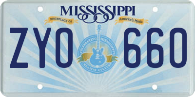MS license plate ZYO660