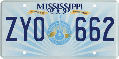 MS license plate ZYO662
