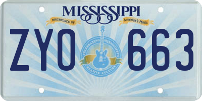 MS license plate ZYO663