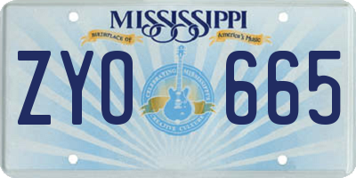 MS license plate ZYO665