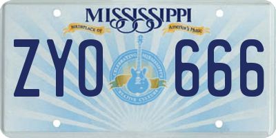 MS license plate ZYO666