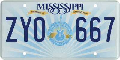 MS license plate ZYO667