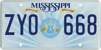 MS license plate ZYO668