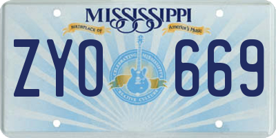 MS license plate ZYO669