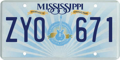 MS license plate ZYO671