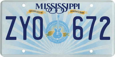 MS license plate ZYO672
