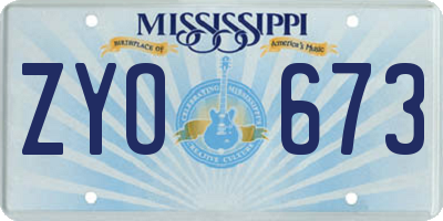 MS license plate ZYO673