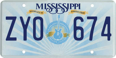 MS license plate ZYO674
