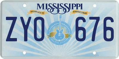 MS license plate ZYO676