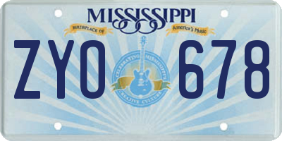 MS license plate ZYO678