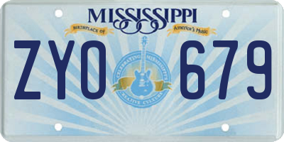 MS license plate ZYO679