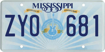 MS license plate ZYO681