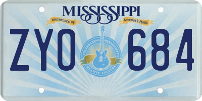 MS license plate ZYO684