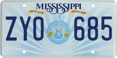 MS license plate ZYO685
