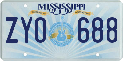 MS license plate ZYO688