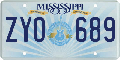MS license plate ZYO689