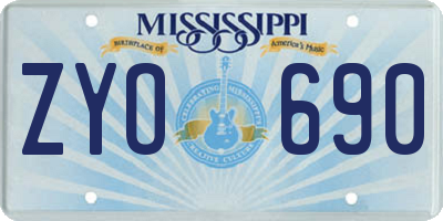 MS license plate ZYO690