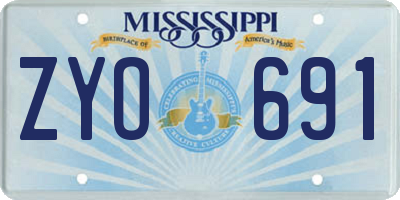 MS license plate ZYO691
