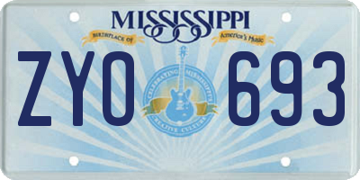 MS license plate ZYO693