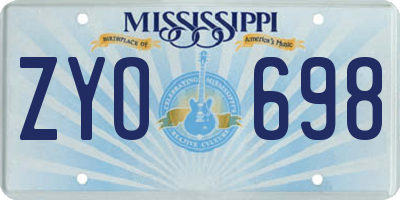 MS license plate ZYO698