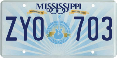 MS license plate ZYO703