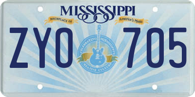 MS license plate ZYO705