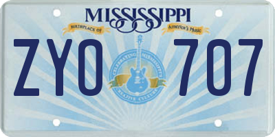MS license plate ZYO707