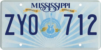 MS license plate ZYO712