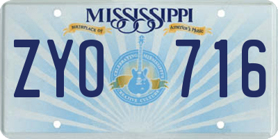 MS license plate ZYO716