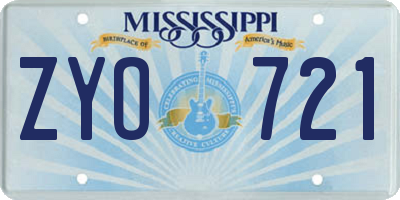 MS license plate ZYO721
