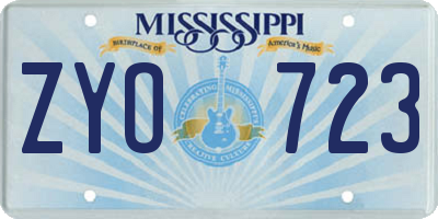 MS license plate ZYO723